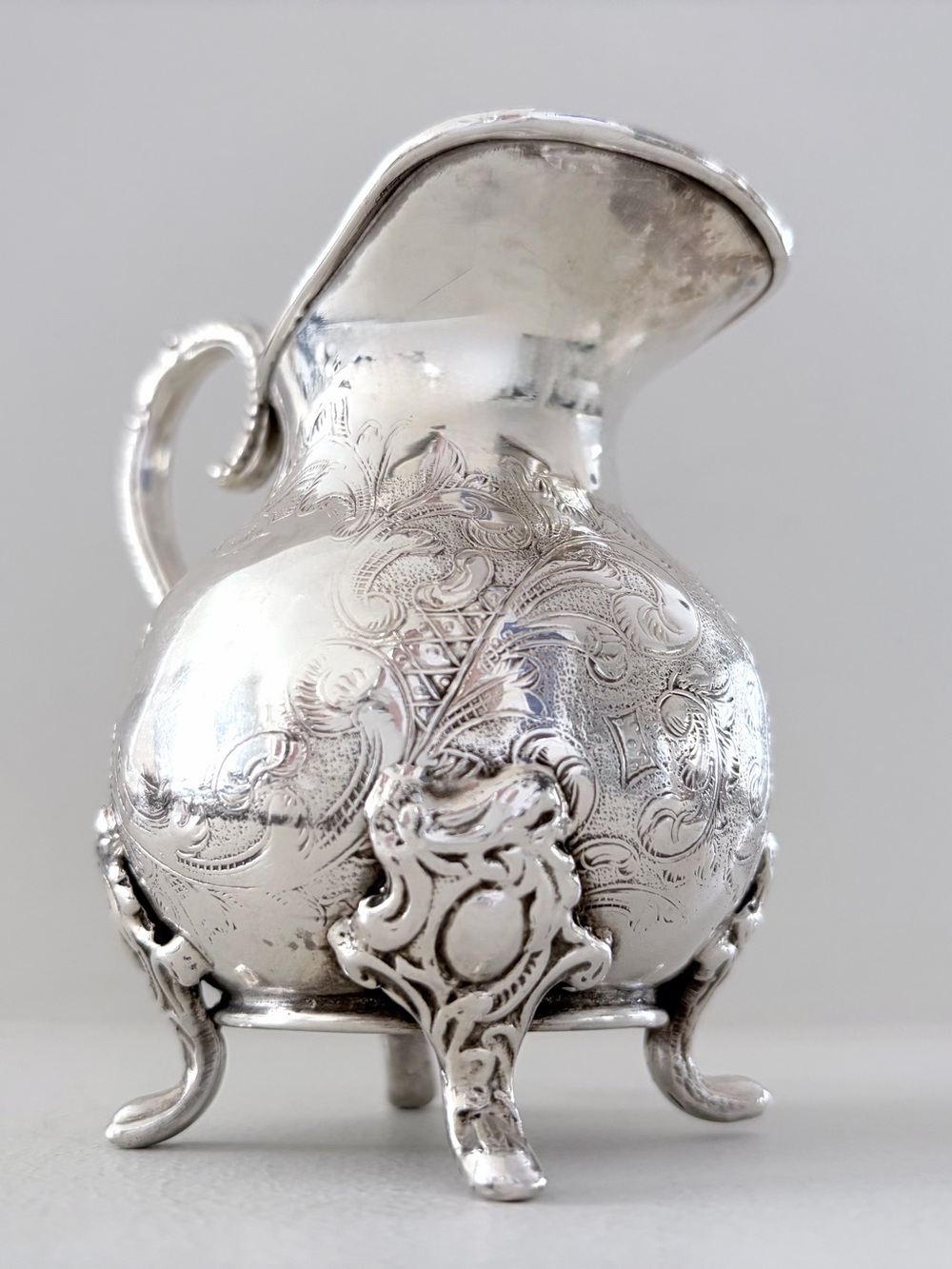 Vintage 19th Century Victorian British Footed Silver Plated Creamer